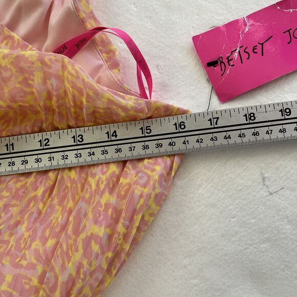 NWT Betsey Johnson Maxi Dress SZ 4 Pleated Pink Animal Print Prom Event Party - Picture 10 of 11
